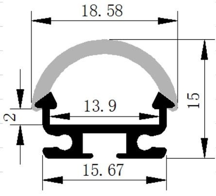 V0 Led Alüminyum Ekstrüzyon Havacılık 6063 Alüminyum Alaşımlı 18.58 X 15 Mm