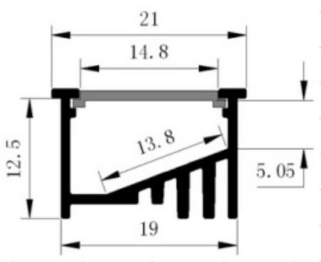 Çift Eloksallı Alüminyum Led Şerit Ekstrüzyonları 21x12.5mm RoHS
