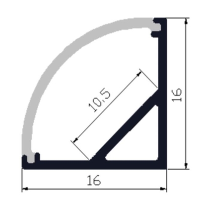 6063 Led Şerit Işık Alüminyum Profil 16 X 16mm Alev Geciktirici