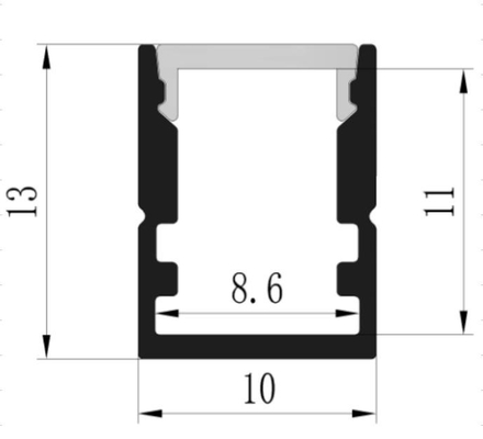 Havacılık 6063 Alüminyum Gömme Led Profil 10 X 13mm Hava Koşullarına Dayanıklı