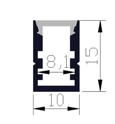 6063 Alaşımlı LED Işık Alüminyum Profil 10 X 15m Mpolikarbonat Kapaklı