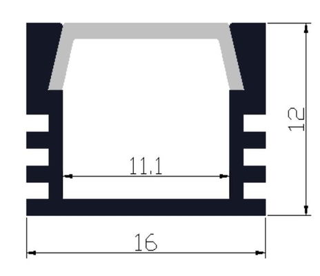 Havacılık 6063 Alüminyum Led Profil Kanalı 16 X 12mm Şerit Işık Kanalı