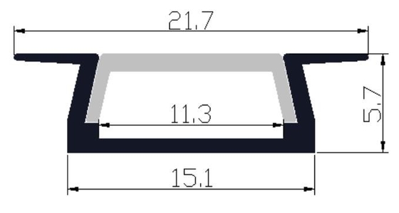 6063 LED Işık Alüminyum Profil Gömme Montaj 21.7 X 5.7mm