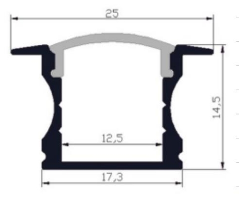 Gömme Montajlı LED Işık Alüminyum Profil 25 X 14.5mm RoHS